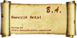 Benczik Antal névjegykártya